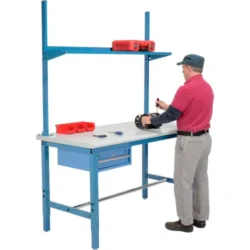 Global Industrial™ 60x36 Production Workbench Laminate Safety Edge - Drawer, Upright & Shelf BL - Image 4