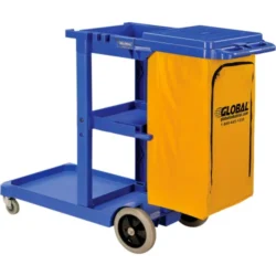 Global Industrial™ Janitor Cart Blue with 25 Gallon Vinyl Bag - Image 2