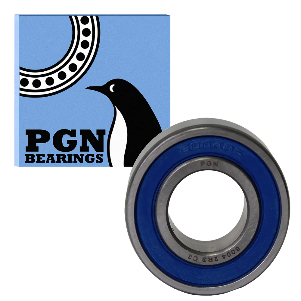 PGN Bearings 6004-2RS - Lubricated Chrome Steel Sealed Ball Bearing